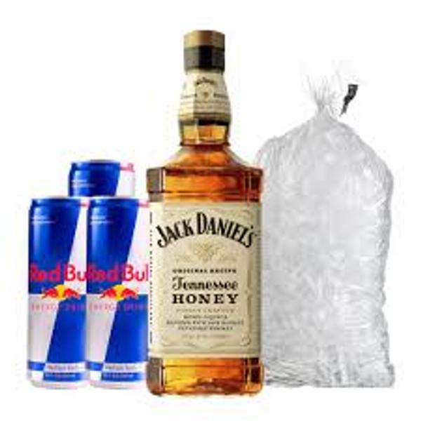 Jack Daniel's 0.7 L Honey + 4 Red Bull / Coca Cola 0.33l